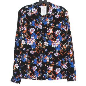 Collusion Mens Shirt Retro Island Bold Statement 70s Floral Button Up Black XS